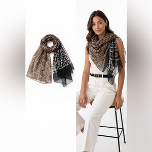 Oversized Sheer Leopard Print Scarf 106x72